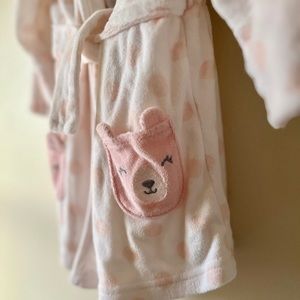 Pastel Pink Girl Bath Bundle: 1 Bear Bathrobe 3 Daisy Stripes Microfiber Towels